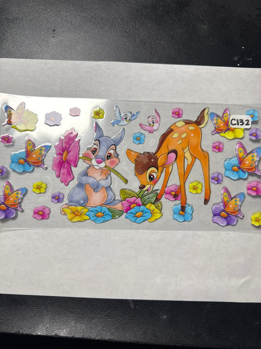 C132 Deer and rabit character uvdtf wrap
