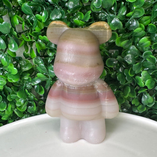 Pink Banded Onyx Bear Carving