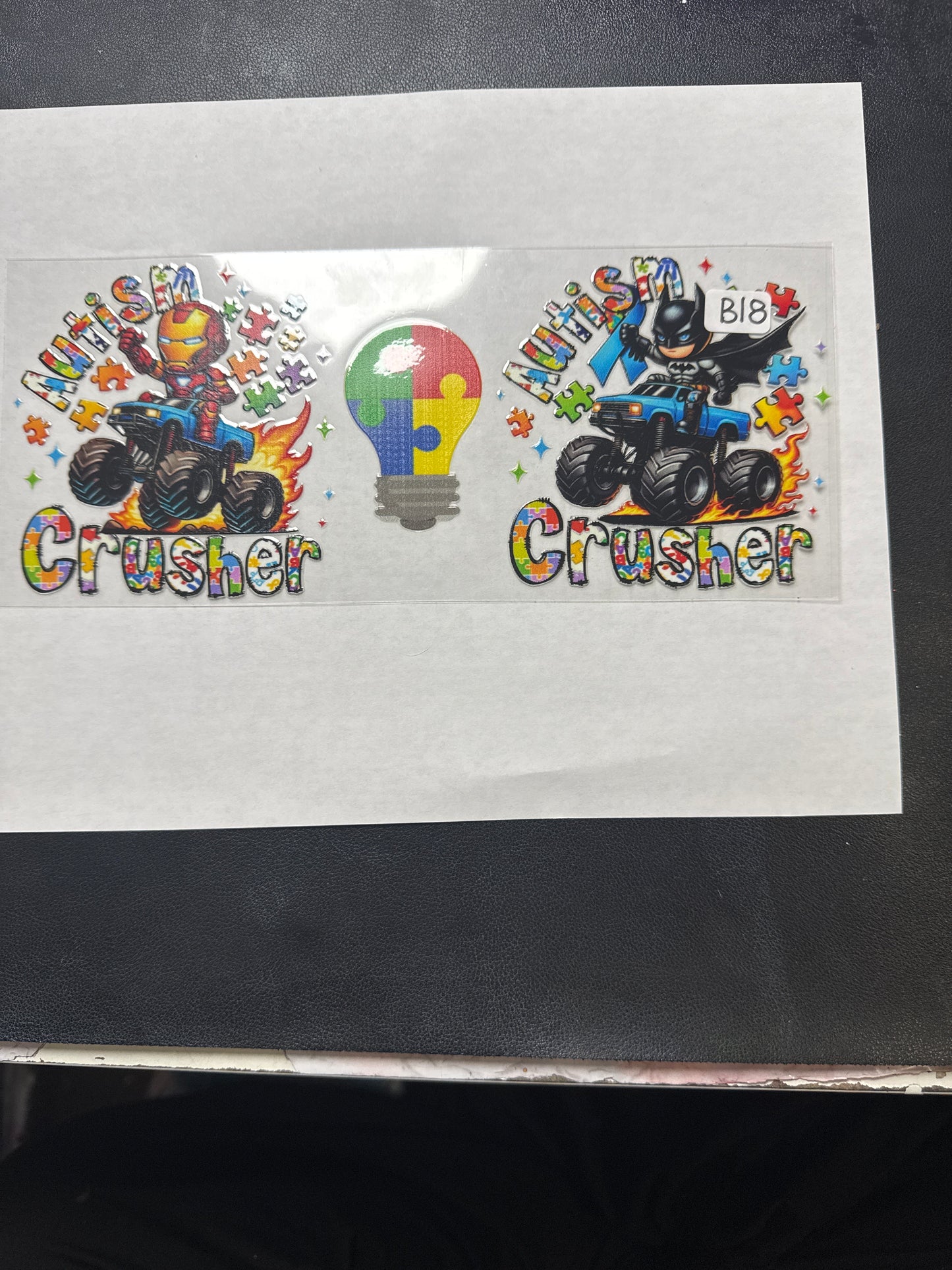B18 Autism awareness with characters uvdtf wrap