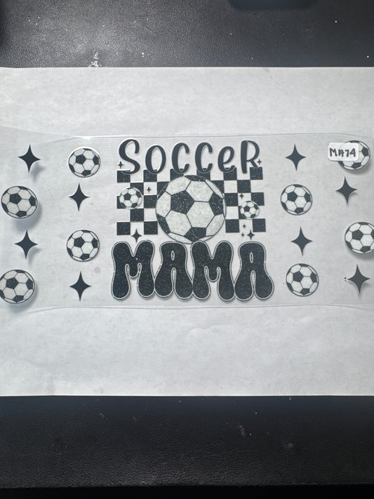MA74 Soccer mom uvdtf wrap with four point stars and soccer balls