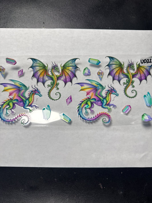 UD22 Dragons and crystals uvdtf wrap