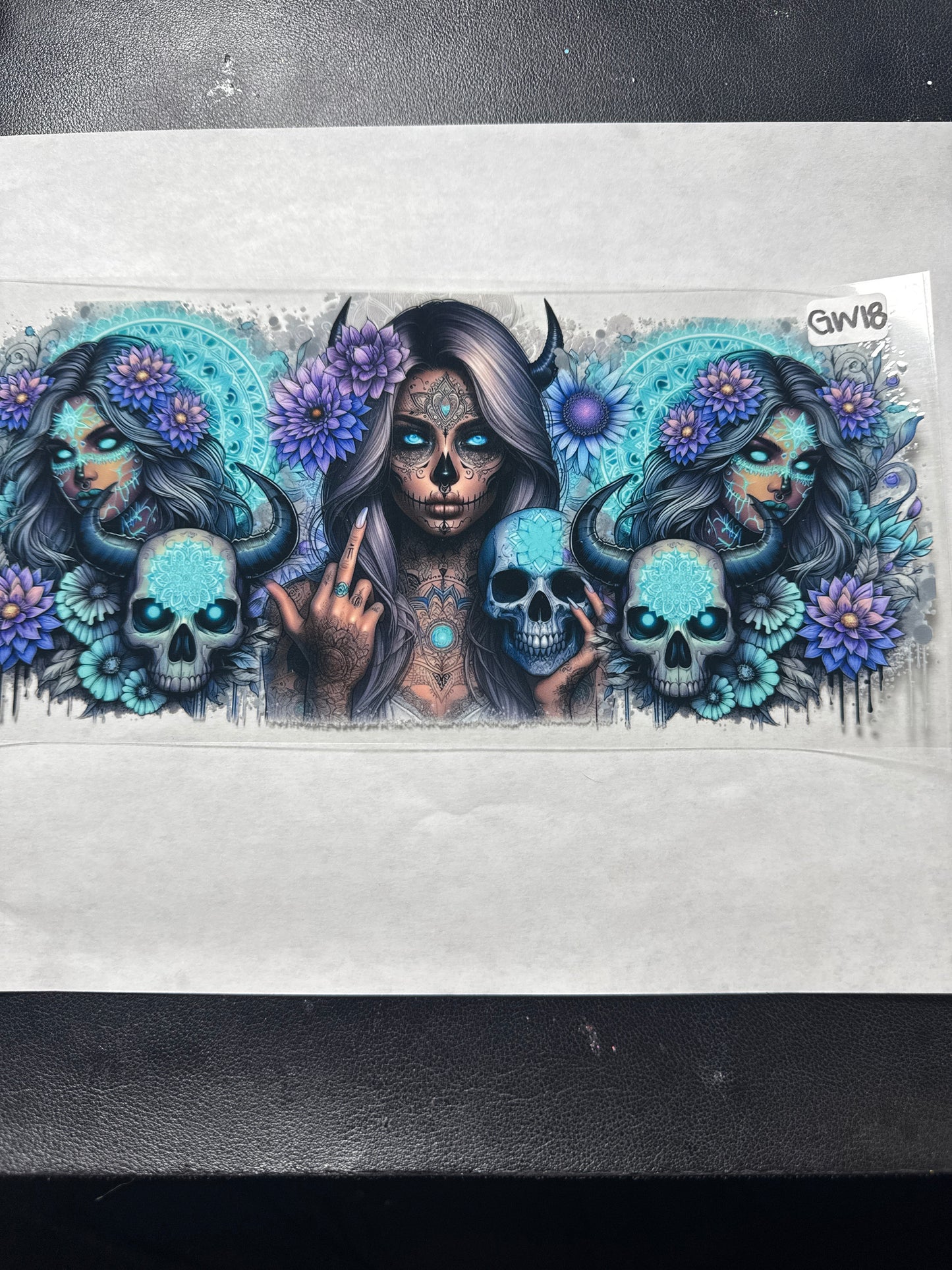 GW 18 Blue/teal goddess with skulls
