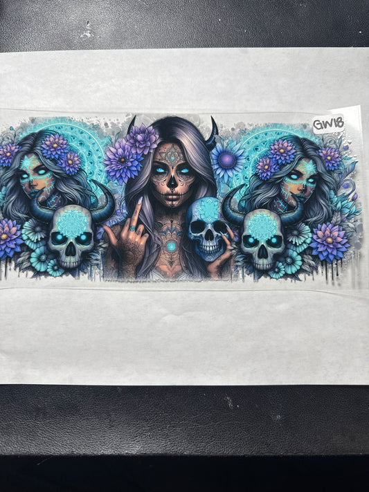 GW 18 Blue/teal goddess with skulls