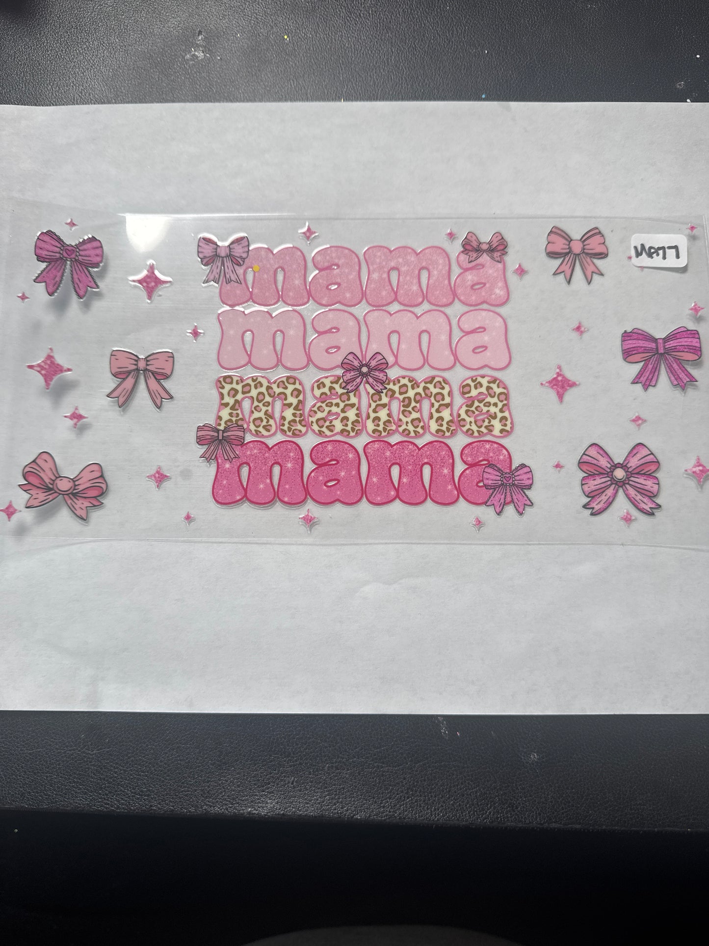 MA77 mama uvdtf wrap with animal print, bows and four point stars
