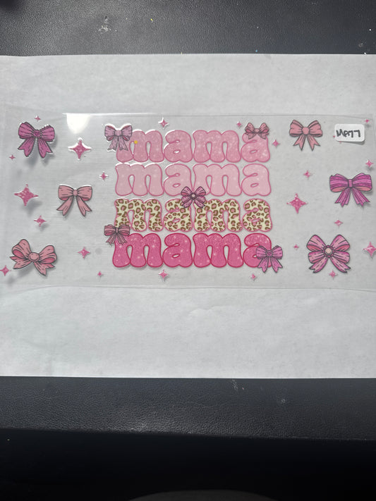 MA77 mama uvdtf wrap with animal print, bows and four point stars