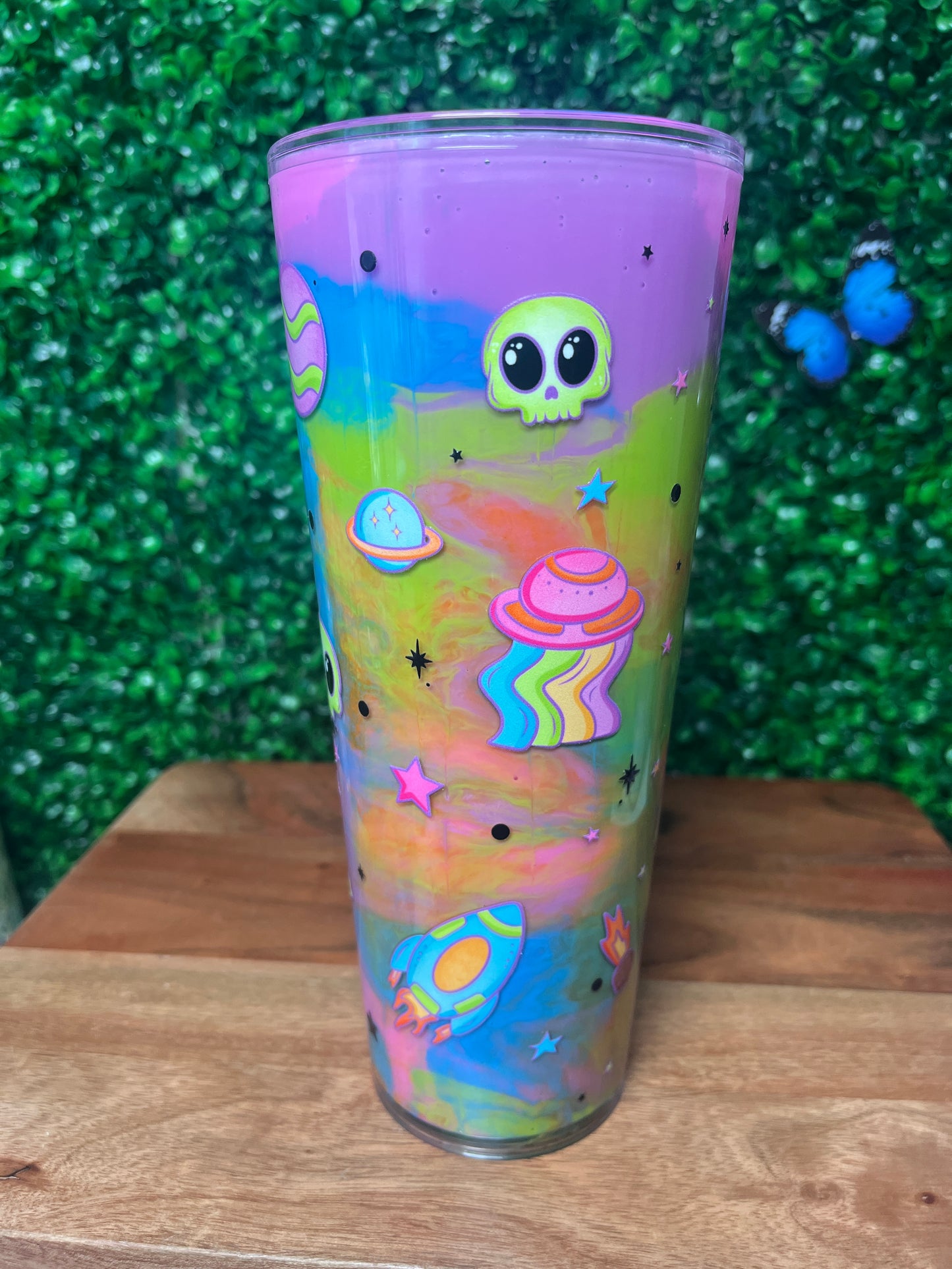 24oz Stay Weird Alien Colorful UVDTF Cup