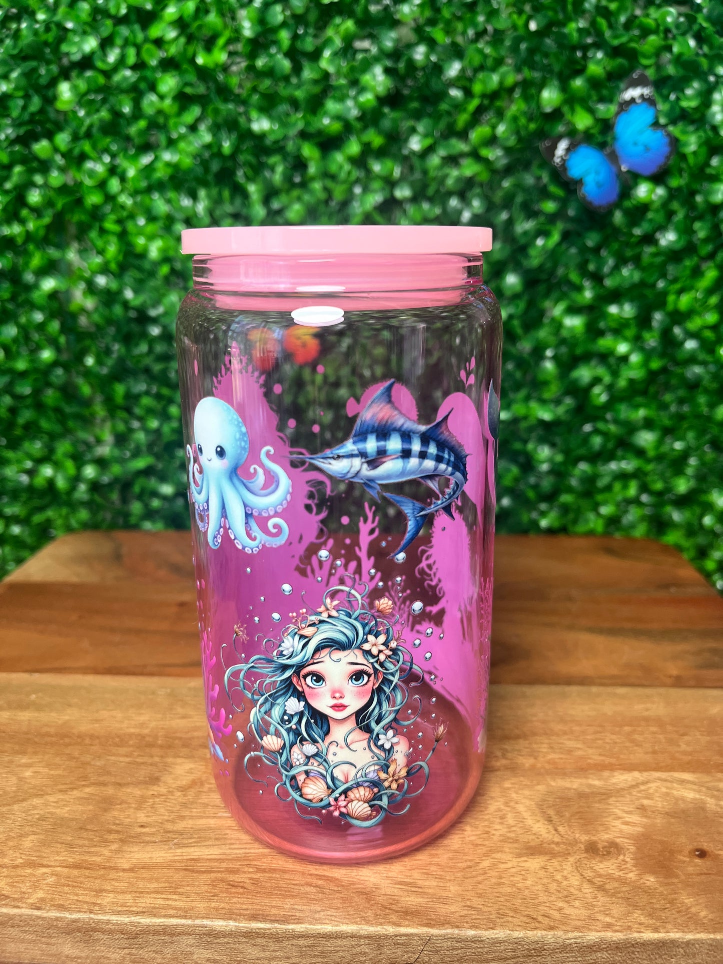 16oz Mermaid Ocean UVDTF Glass Cup