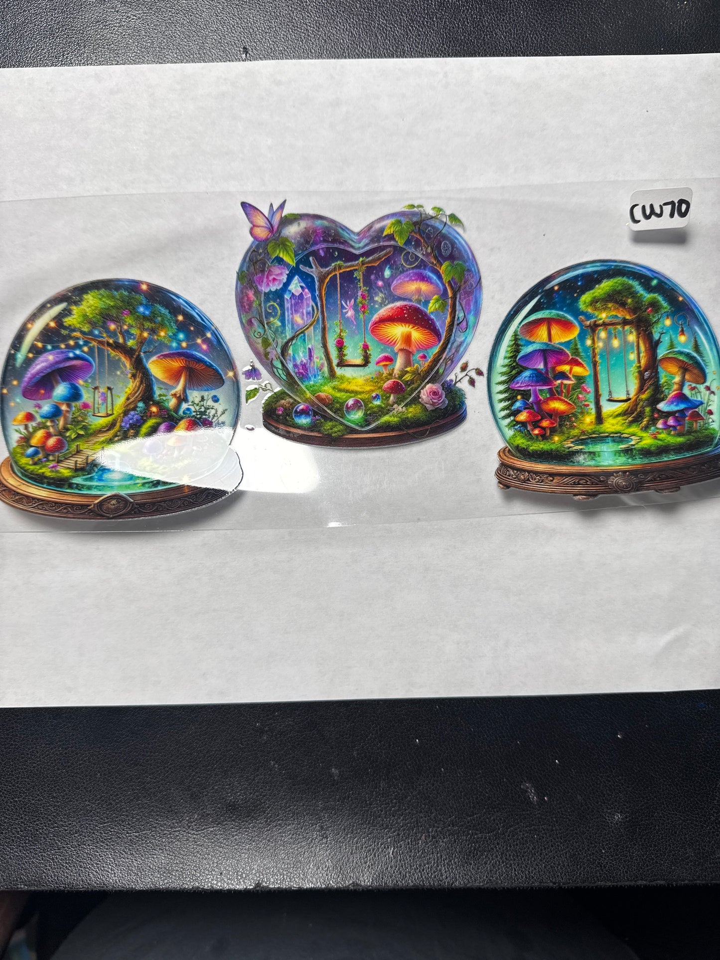 CW70 terrarium mushroom and butterfly crystal and witchy style uvdtf wrap