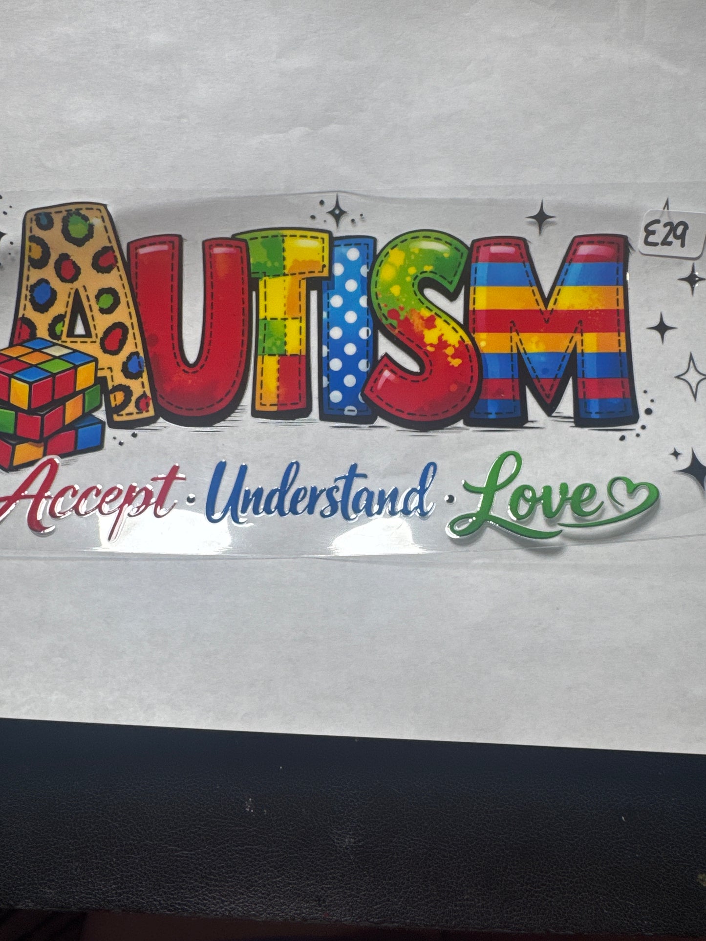 E 29 autism awareness uvdtf wrap