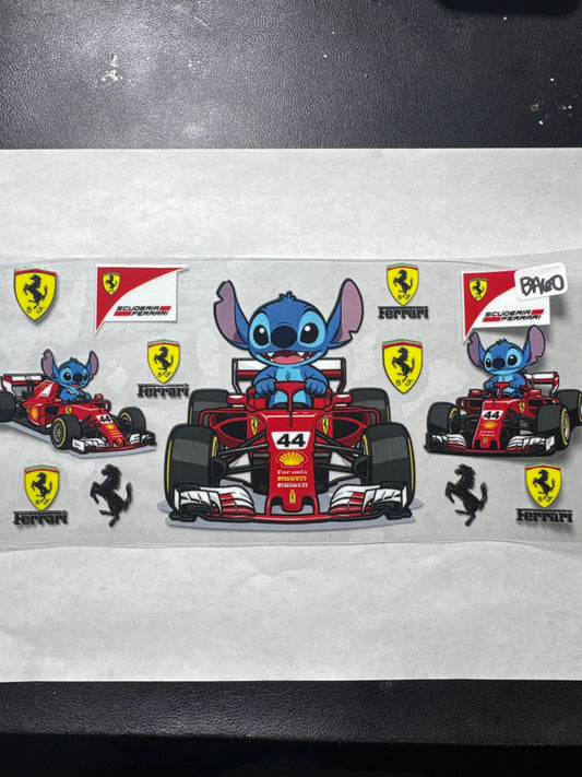 BA60 Blue alien in a fast vehicle uvdtf wrap