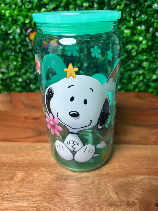 16oz Dog Character UVDTF Glass Cup