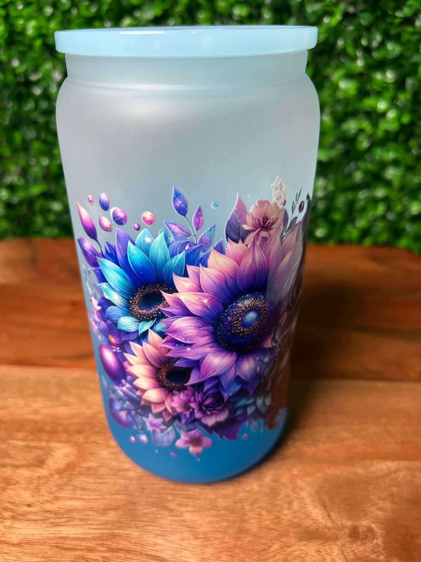 16oz Tattoo Girl Flower UVDTF Glass Cup