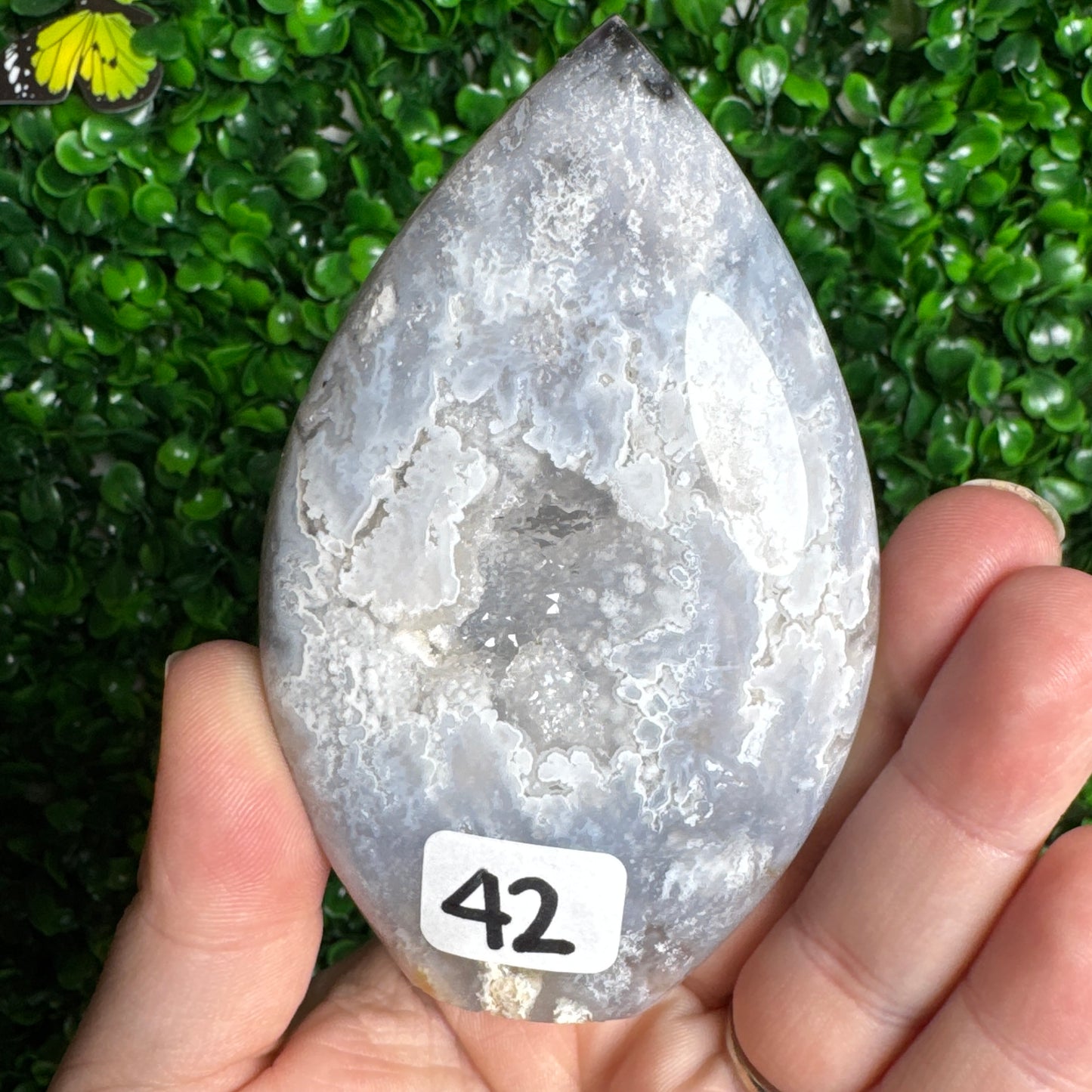 Druzy Blue Plume Agate Flame