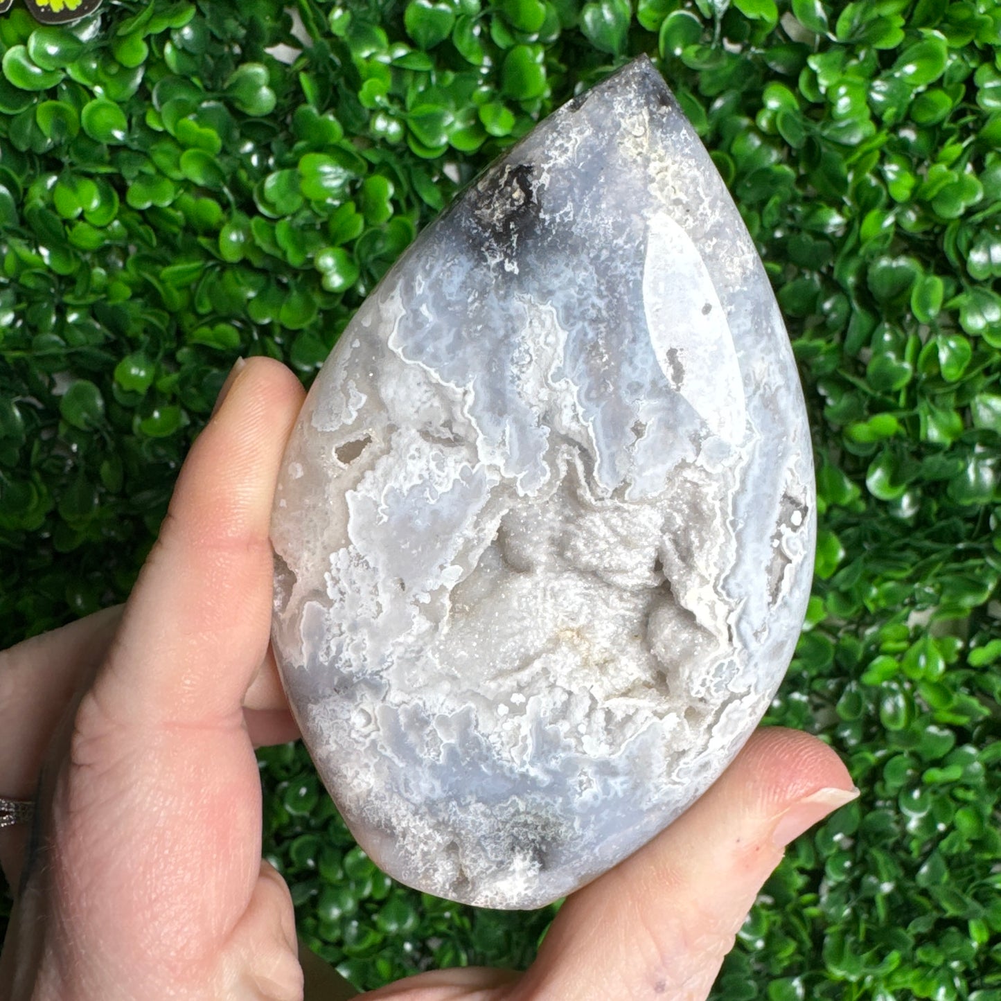 Druzy Blue Plume Agate Flame