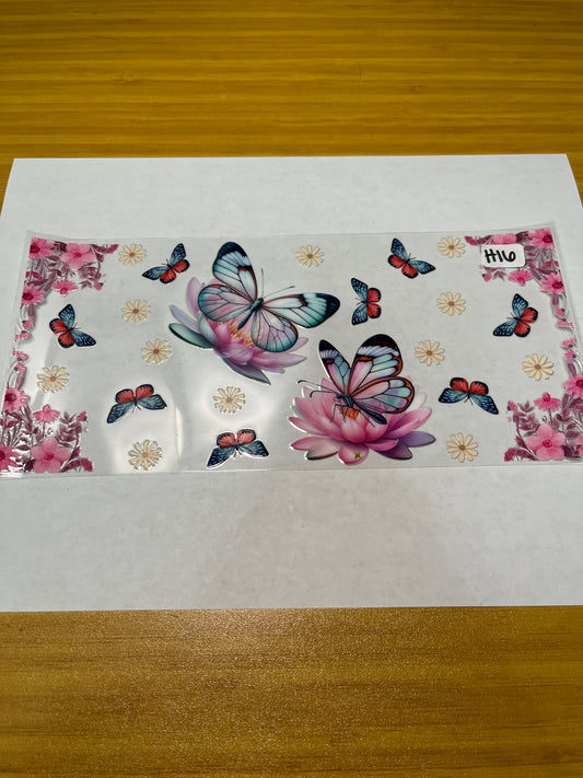 H16 Butterfly Flower UVDTF Wrap