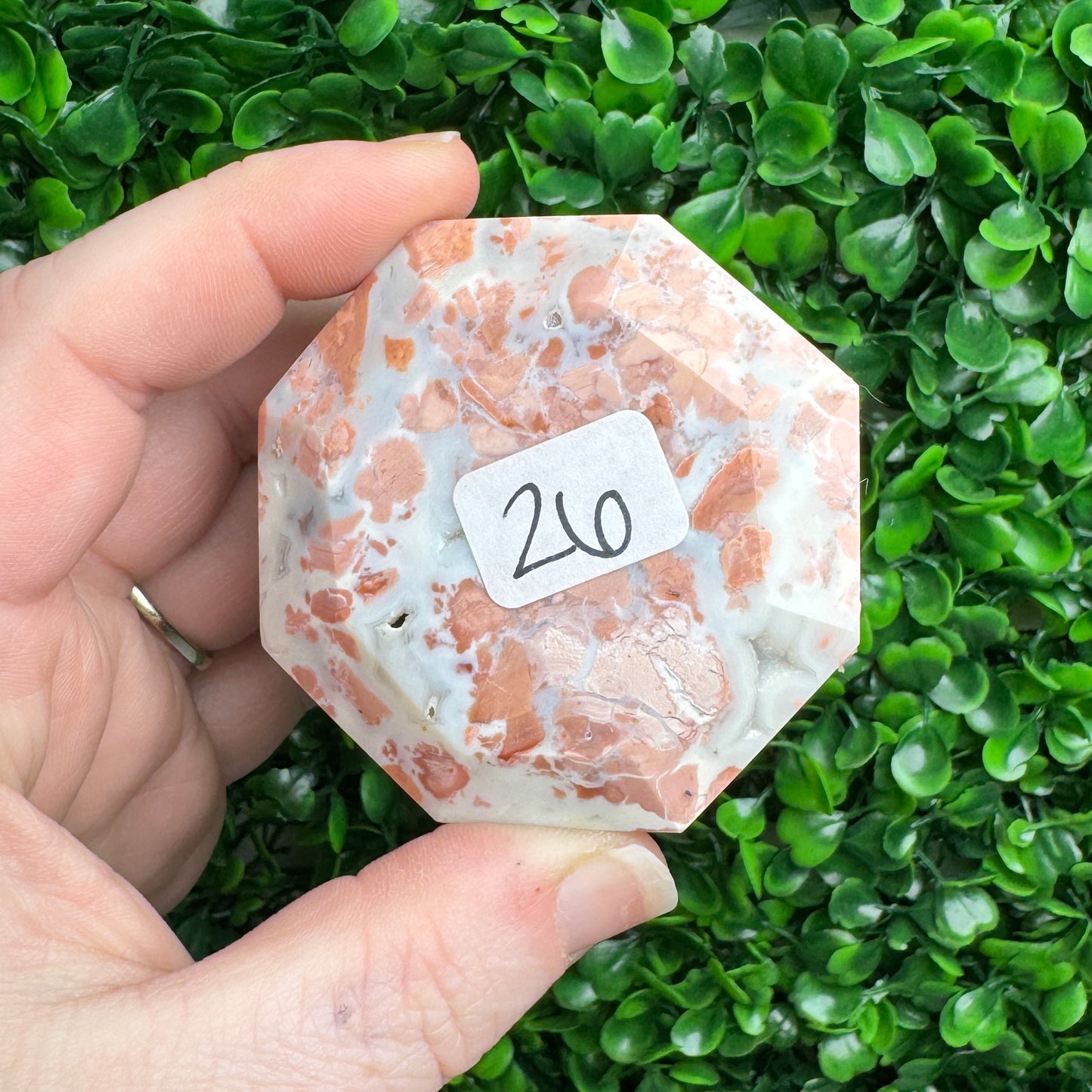 Pink agate diamond carving