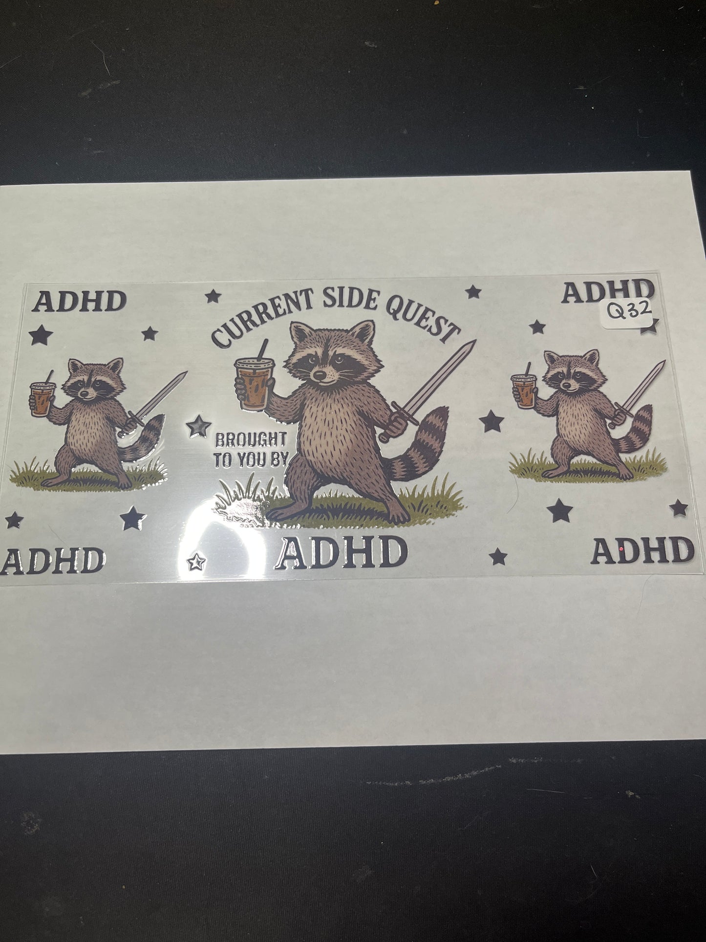 Q32 ADHD Raccoon UVDTF Wrap