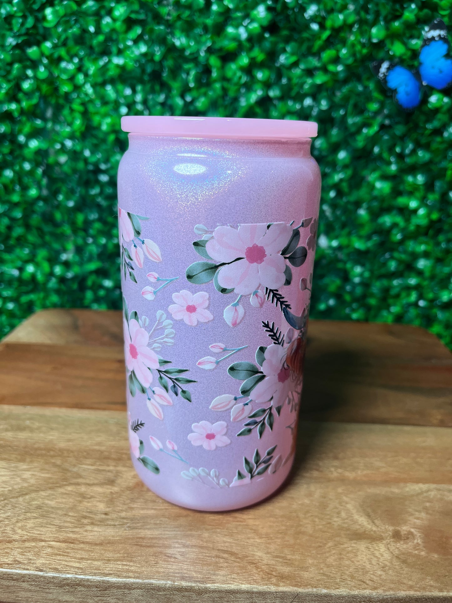 16oz Highland Cow Flowers UVDTF Glass Cup