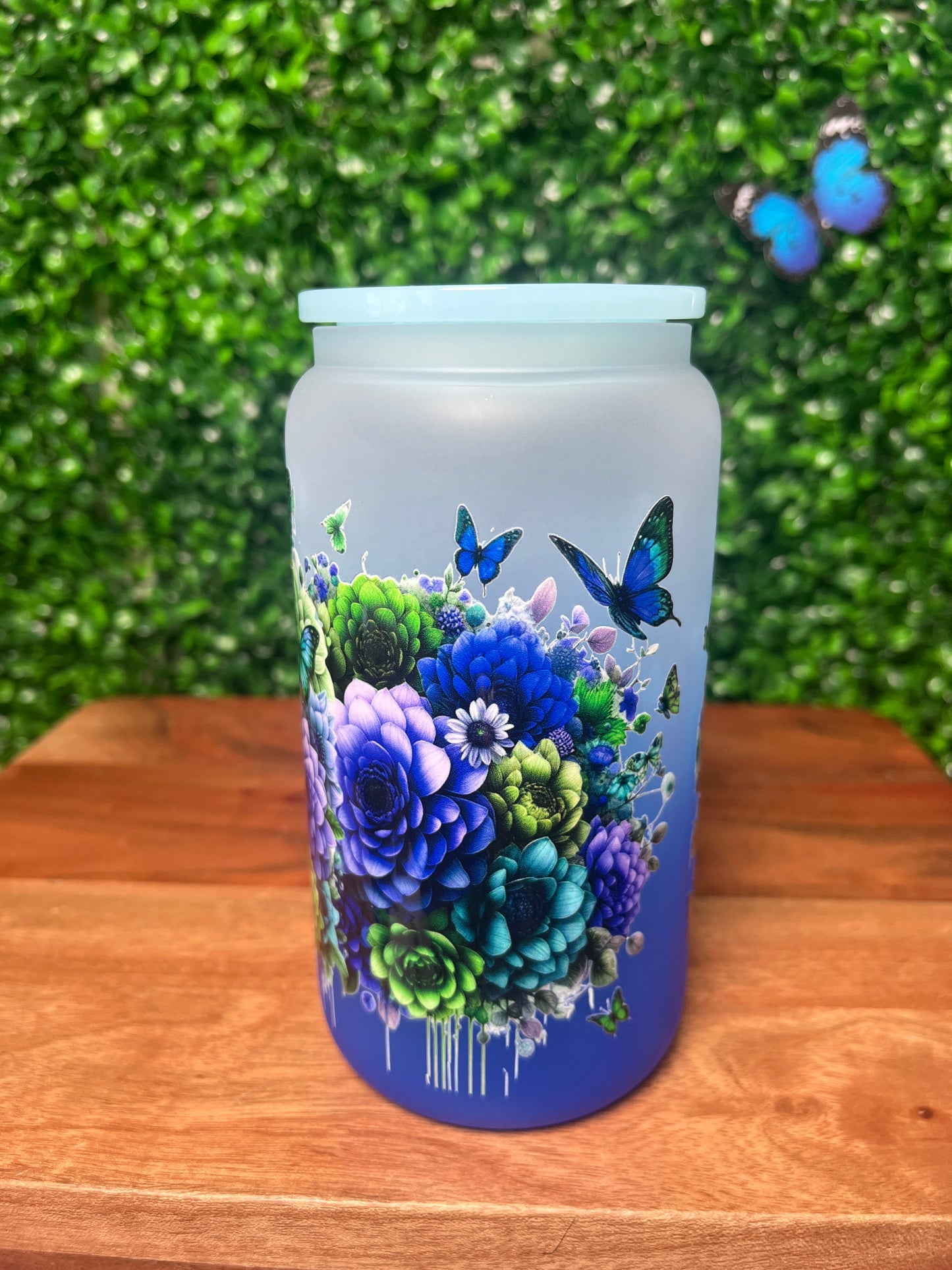 16oz Elephant Flowers UVDTF Glass Cup