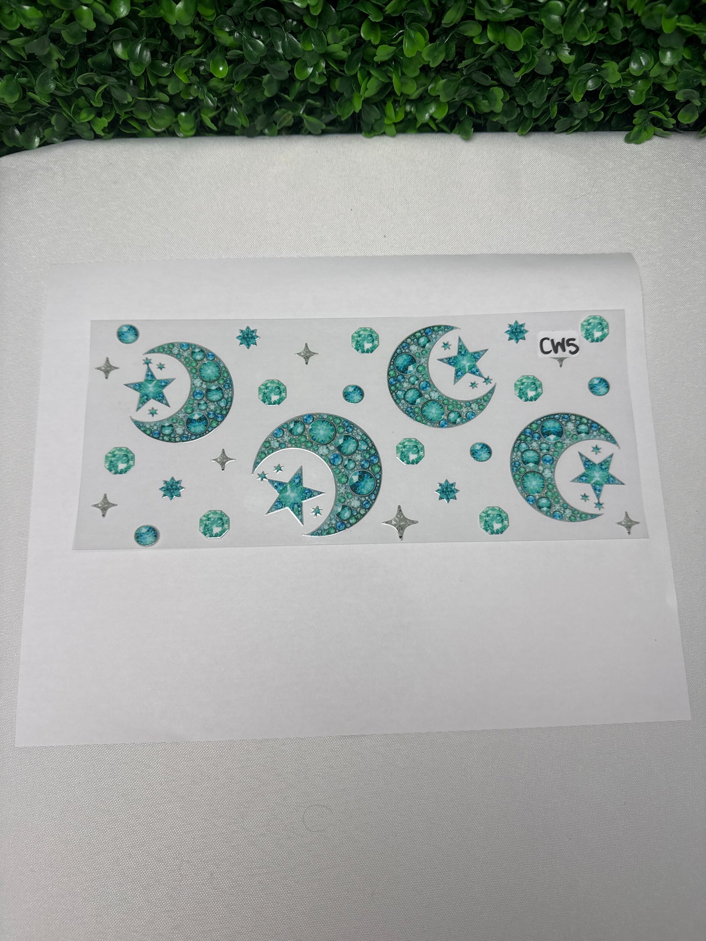 Witchy Moon Teal Blue Green Moon and Stars UVDTF wrap CW5
