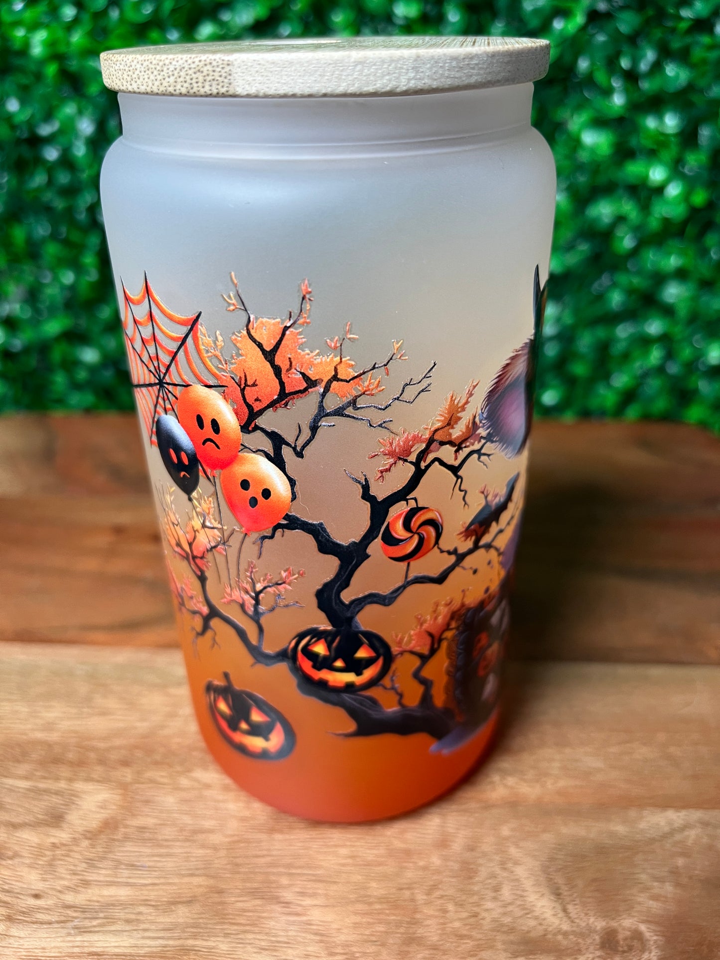 16oz Halloween Highland Cow UVDTF Glass Cup