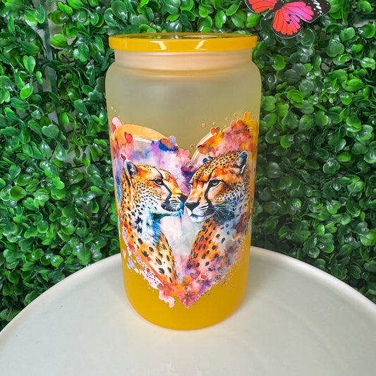 16oz Orange Love Cheetah UVDTF Cup
