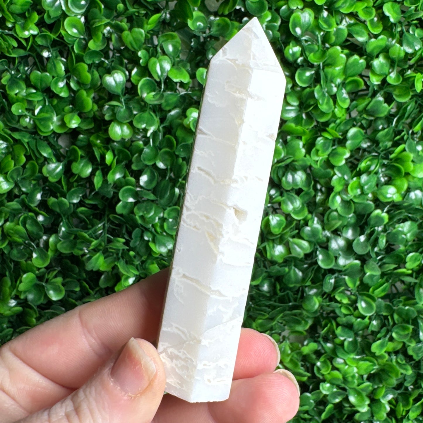 White plume agate tower