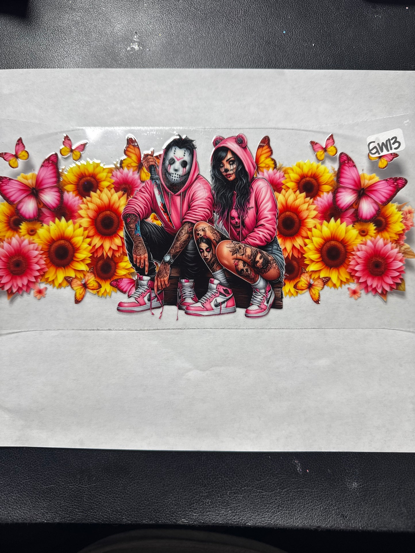 GW13 Spooky Goddess couple with butterflies and sunflowers uvdtf wrap