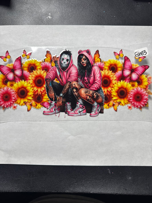 GW13 Spooky Goddess couple with butterflies and sunflowers uvdtf wrap
