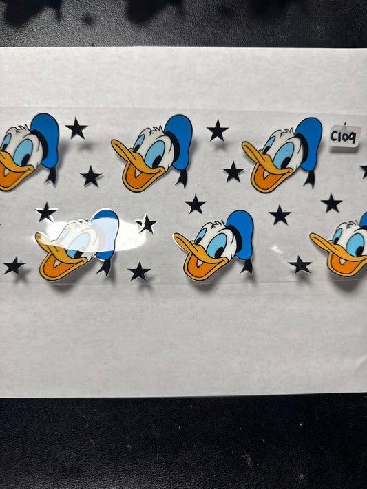 C109 duck with blue hat character uvdtf wrap