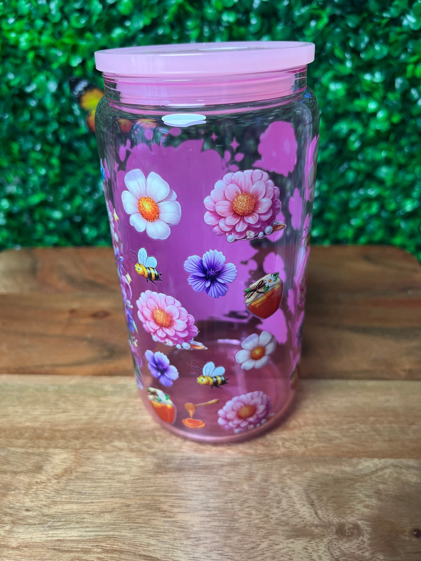16oz Bee UVDTF Glass Cup