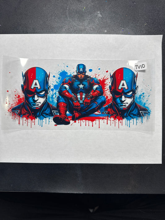 TV10 Captain red white and blue superhero character uvdtf wrap