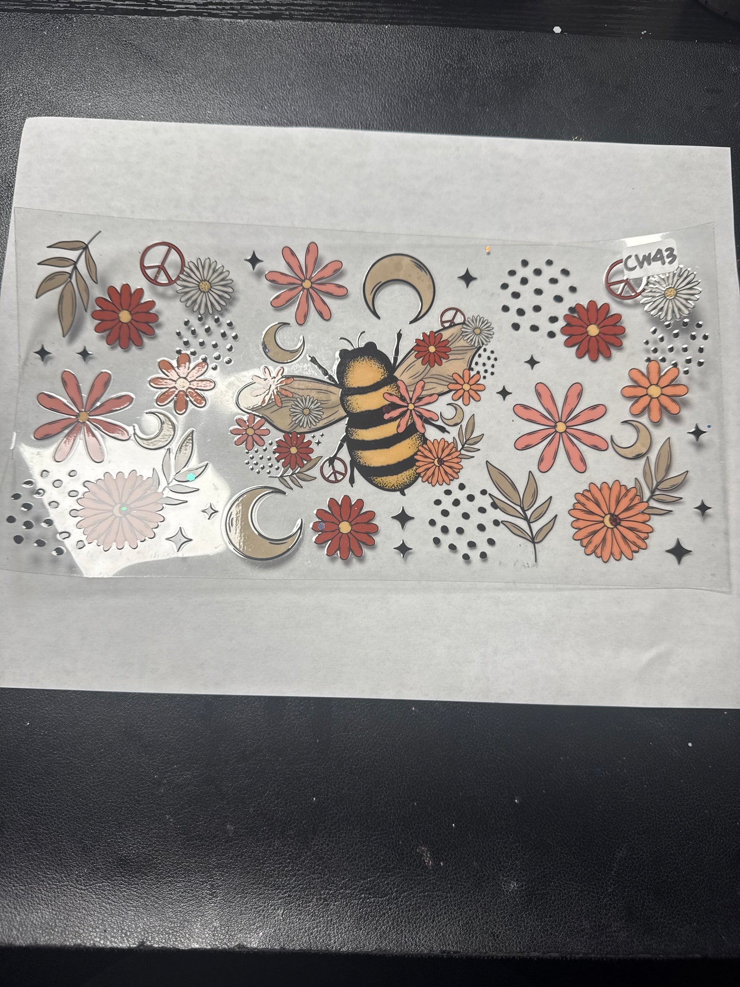 CW43 Bees flower and moon crystal witchy style uvdtf wrap