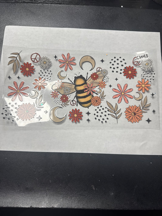 CW43 Bees flower and moon crystal witchy style uvdtf wrap