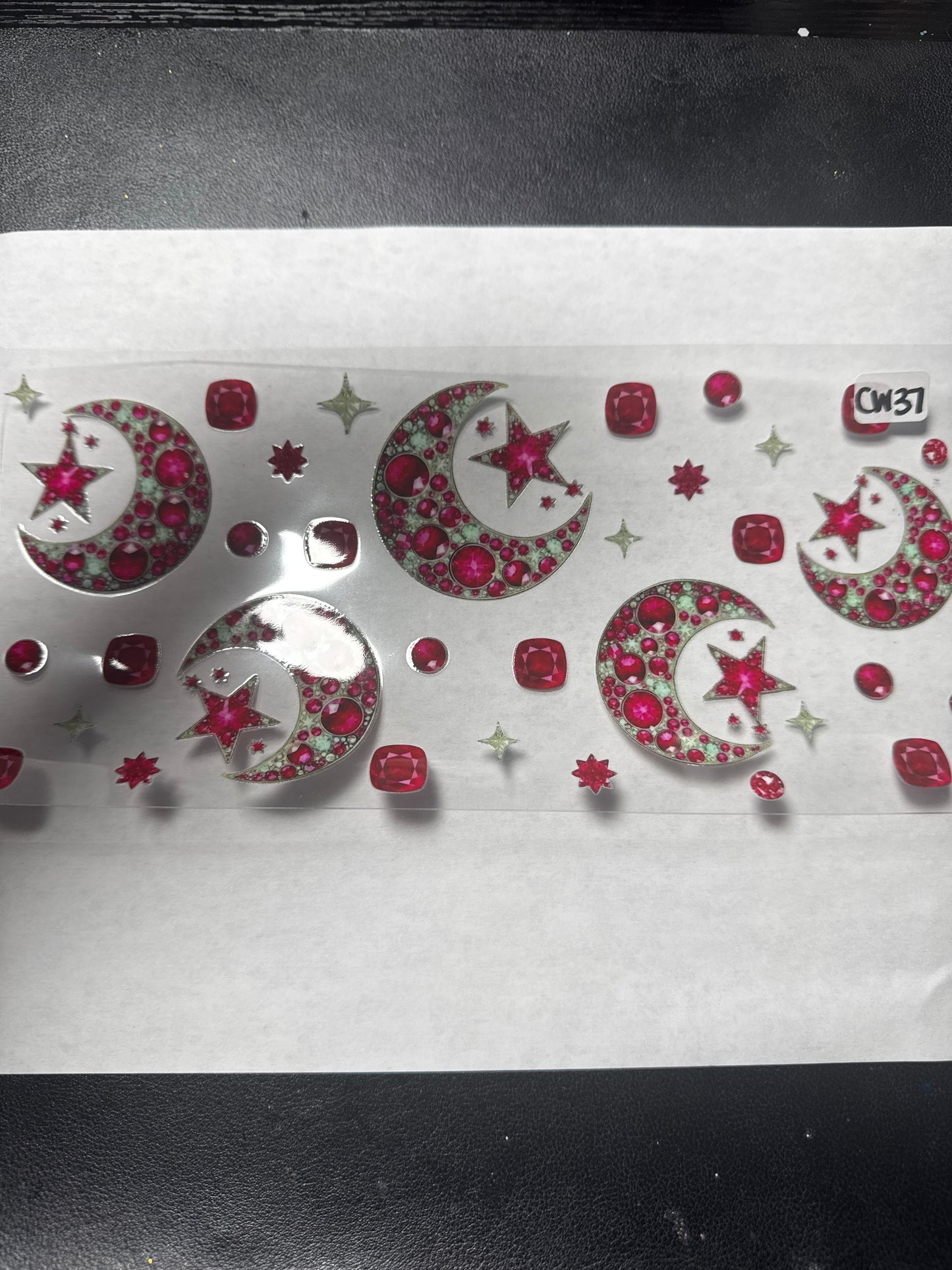 CW37 Pink/Red moon and stars crystal witchy style UVDTF wrap