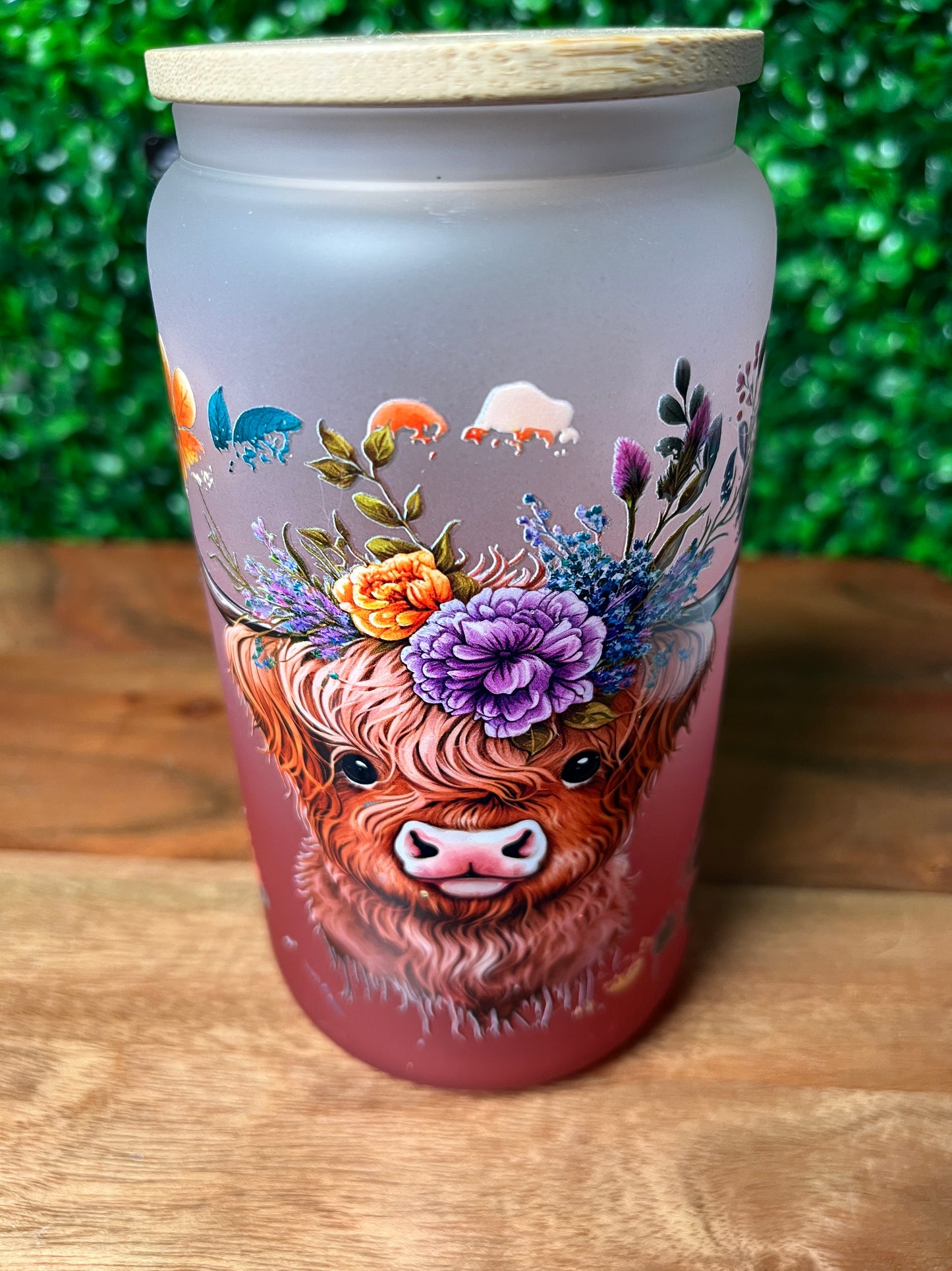 16oz Highland Cow UVDTF Glass Cup