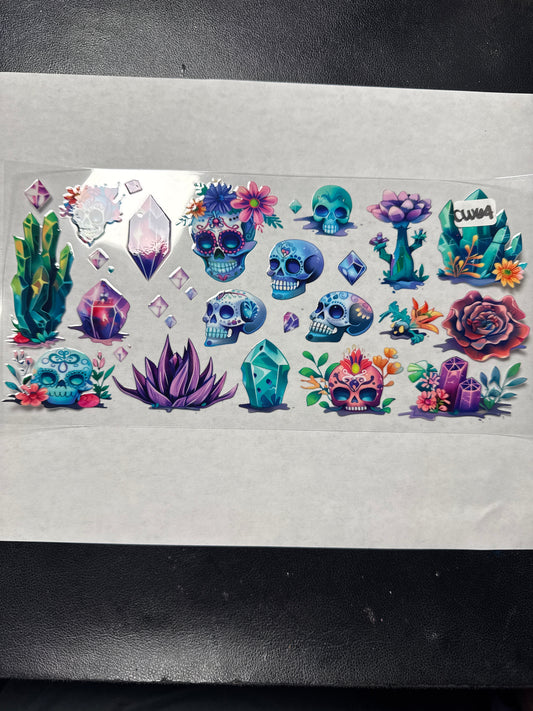 CW64 skulls plants flowers crystal witchy style uvdtf wrap