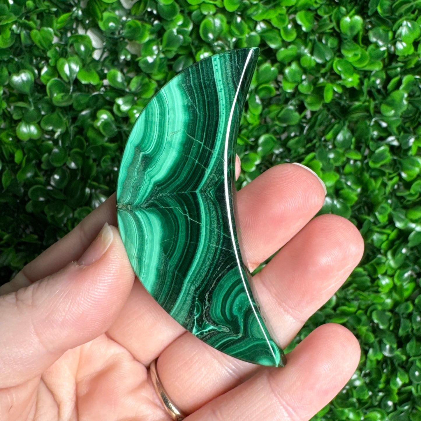 Malachite moon carvings