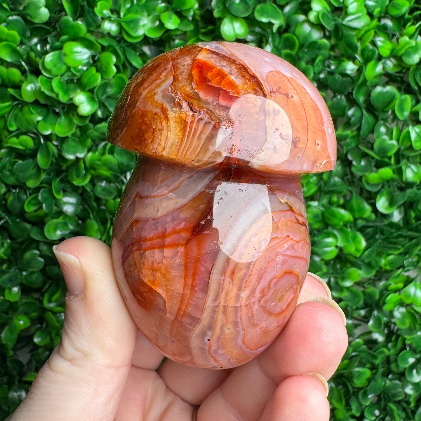 Carnelian mushroom carving