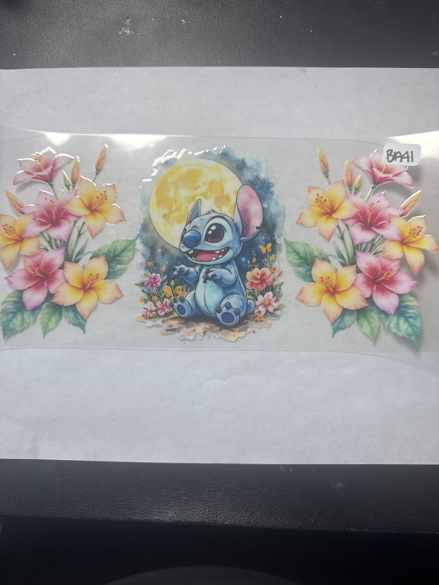 BA 41 Blue alien and flowers uvdtf wrap