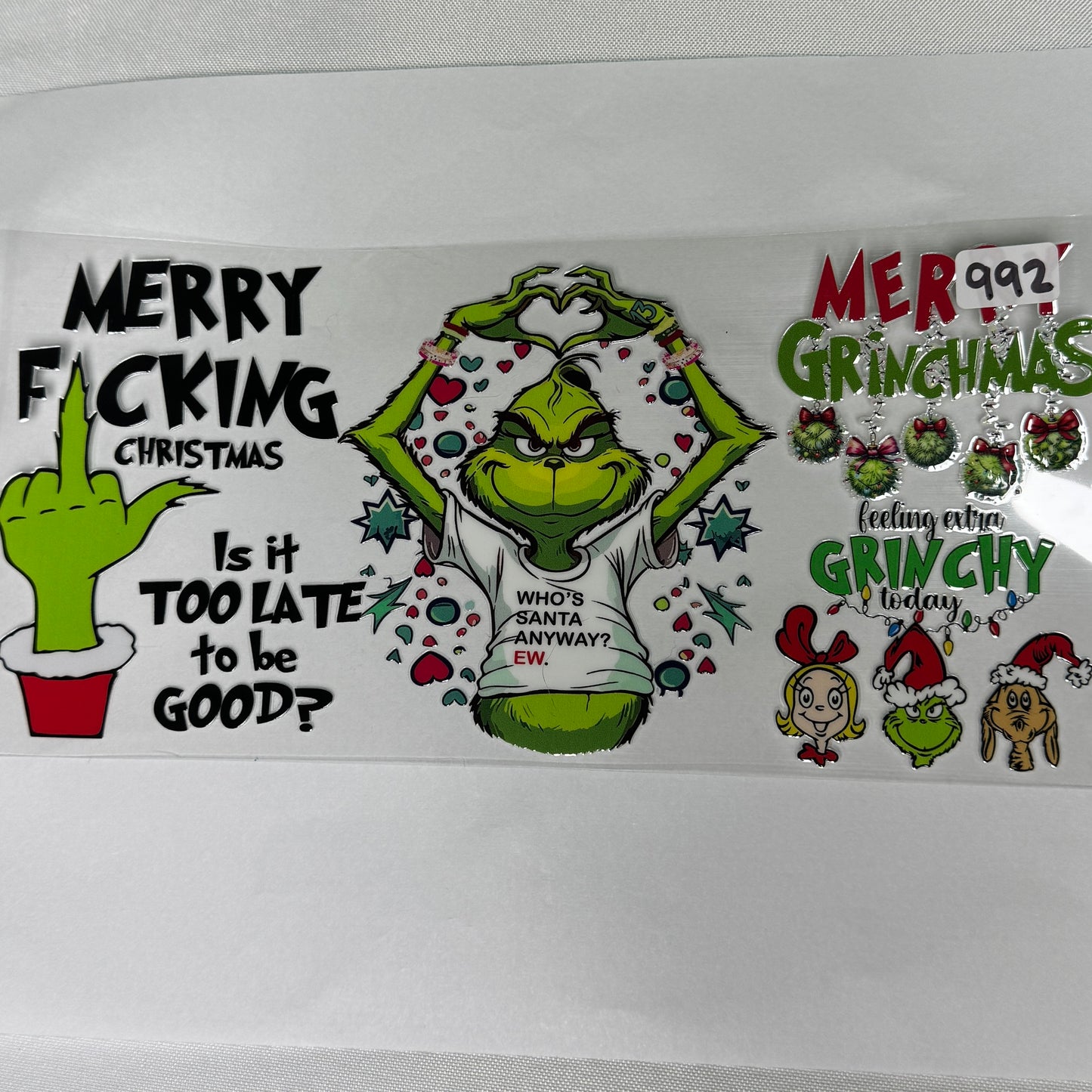 Grumpy Green Man Christmas UVDTF Cup Wraps