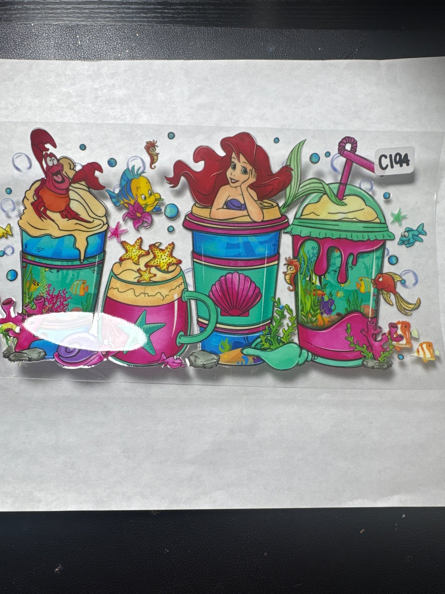 C194 mermaid princess coffee uvdtf wrap