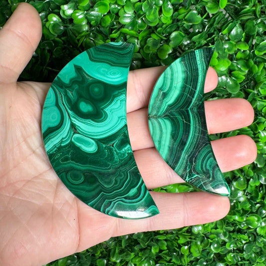 Malachite moon carvings