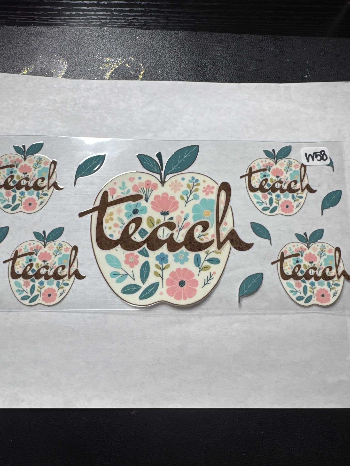 W58 teal blue and pink teacher uvdtf wrap