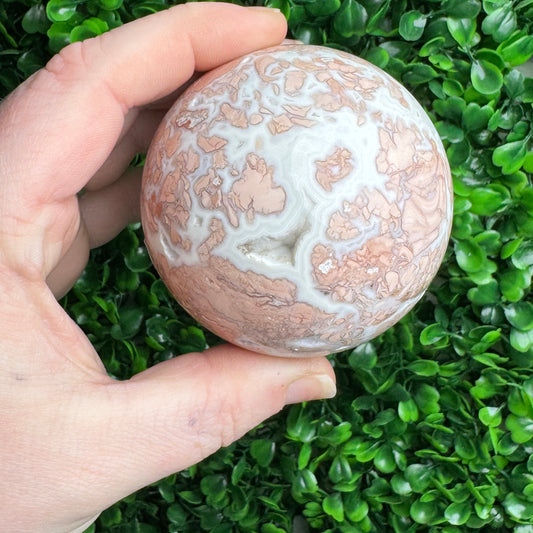 Pink cotton candy agate sphere