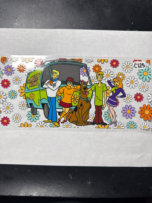 C125 Brown Dog character and friends uvdtf wrap