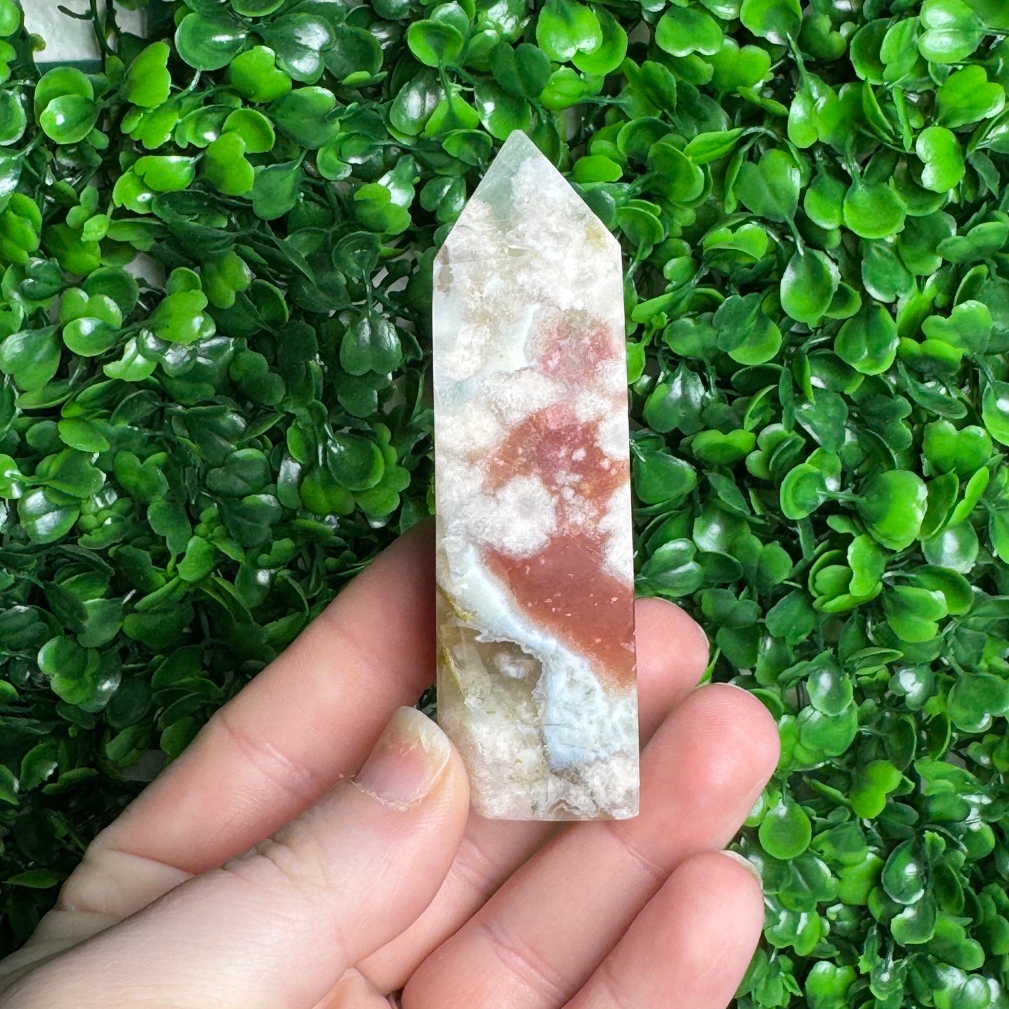 Green Flower Agate Tower