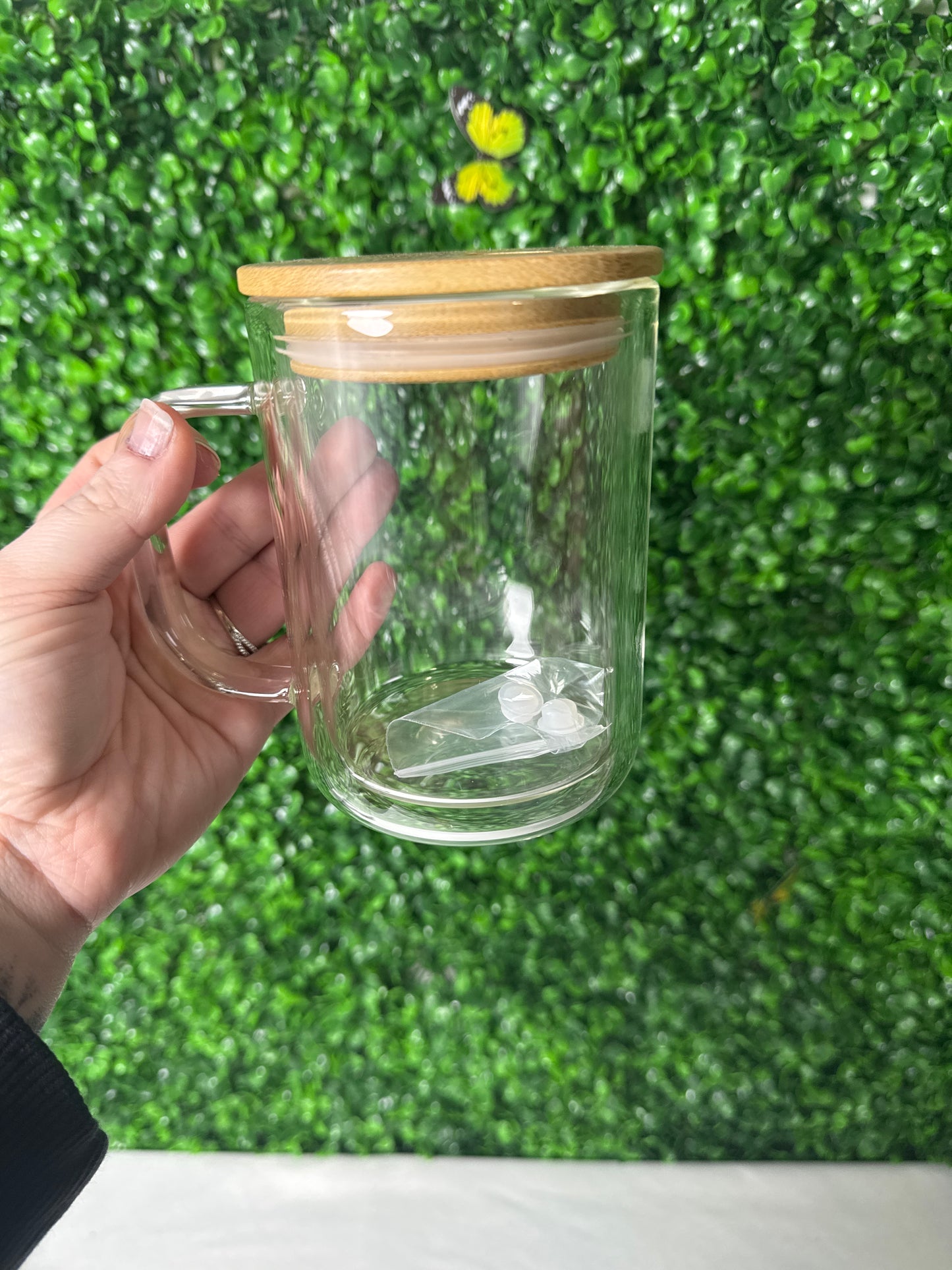 15oz Glass snowglobe mug