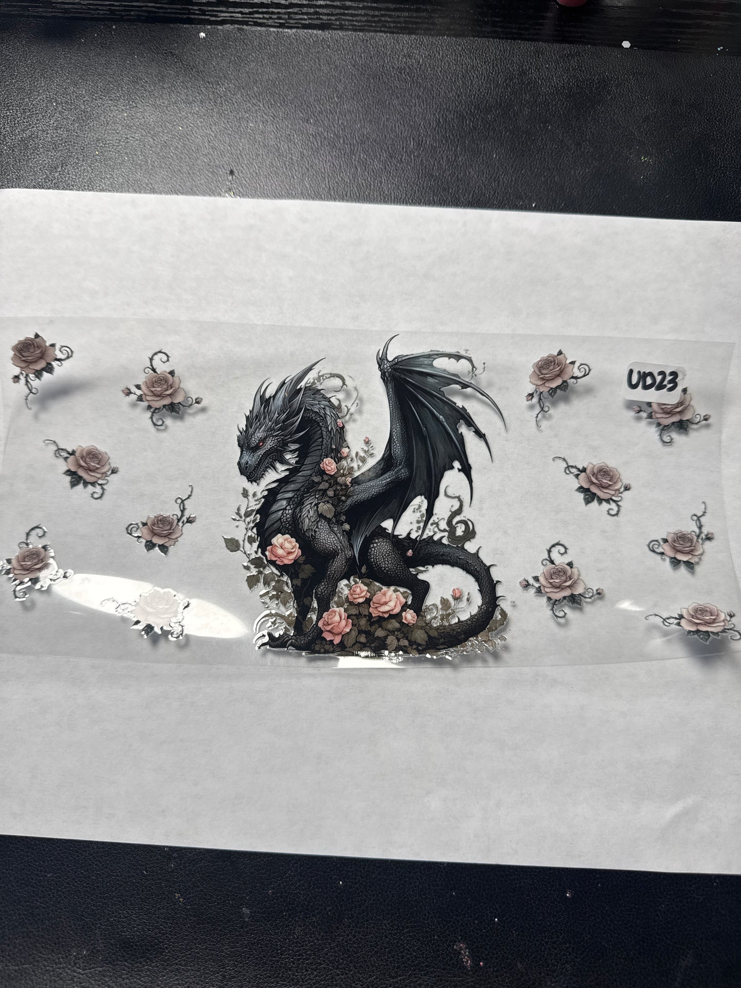 UD23 black dragon with flowers uvdtf wrap
