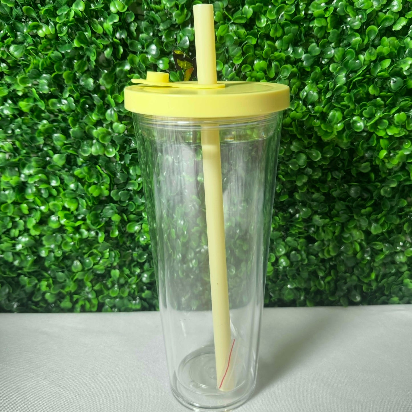 24oz Colored Acrylic Snowglobe Tumbler with colored straw